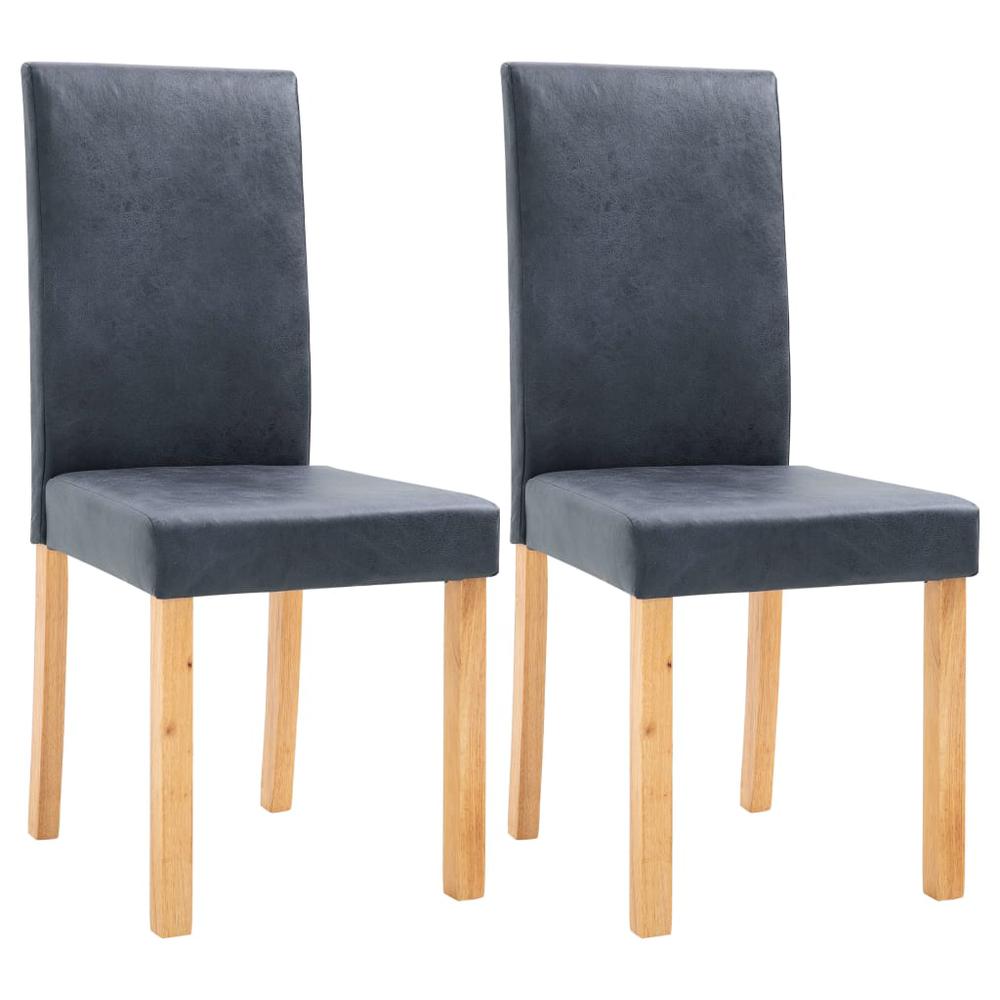 vidaXL Dining Chairs 2 pcs Gray Faux Leather, 249212. Picture 2