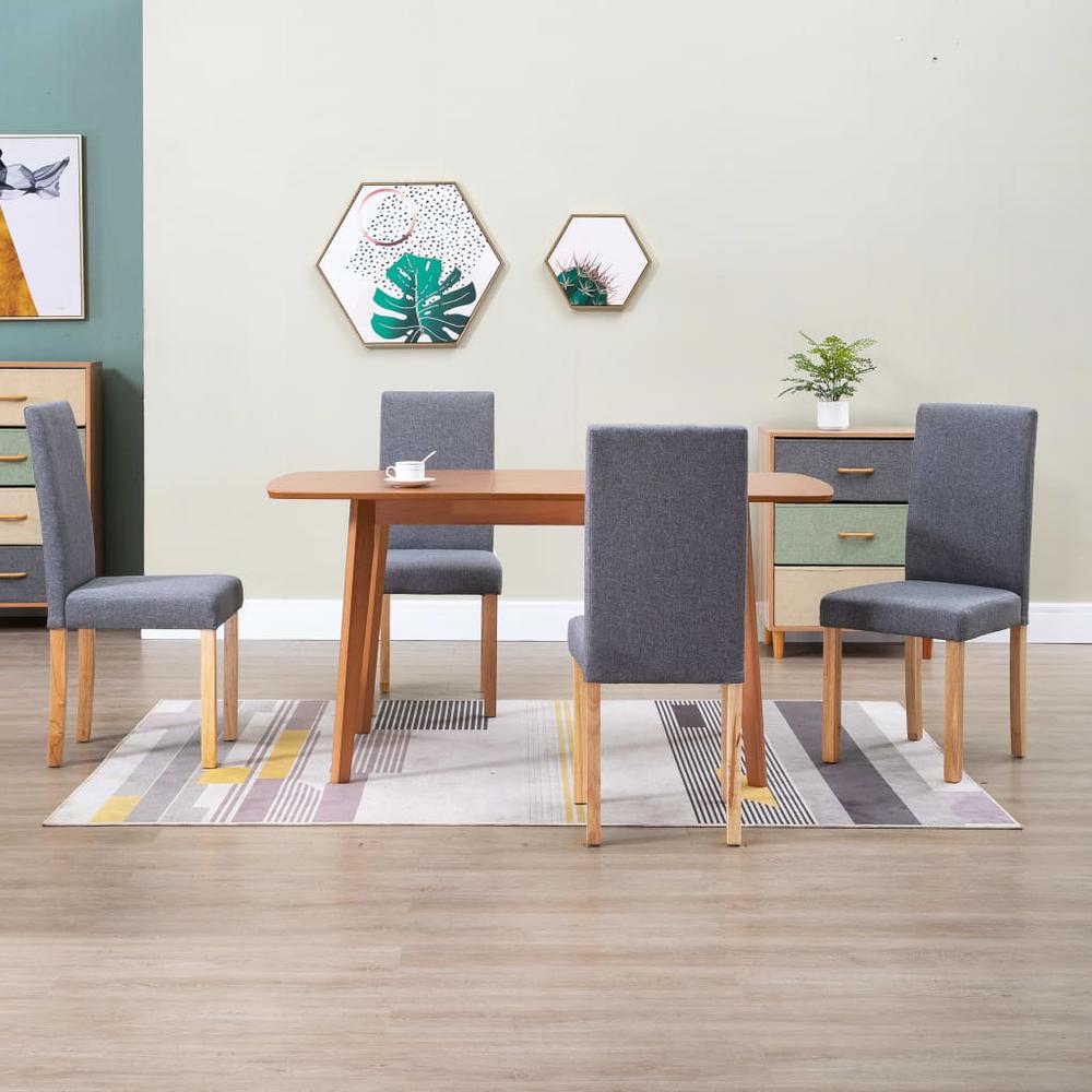 vidaXL Dining Chairs 4 pcs Light Gray Fabric, 249215. Picture 1