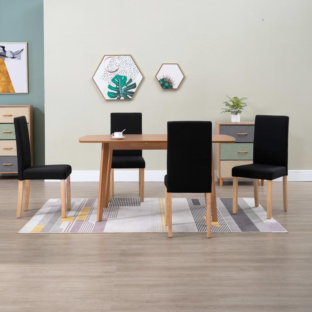 vidaXL Dining Chairs 4 pcs Black Fabric, 249227. Picture 1