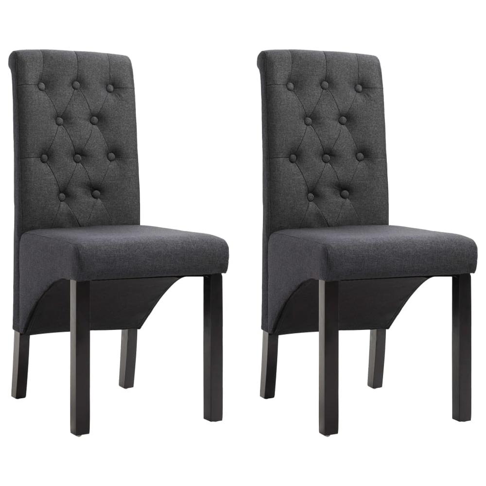 vidaXL Dining Chairs 2 pcs Dark Gray Fabric, 249234. Picture 1
