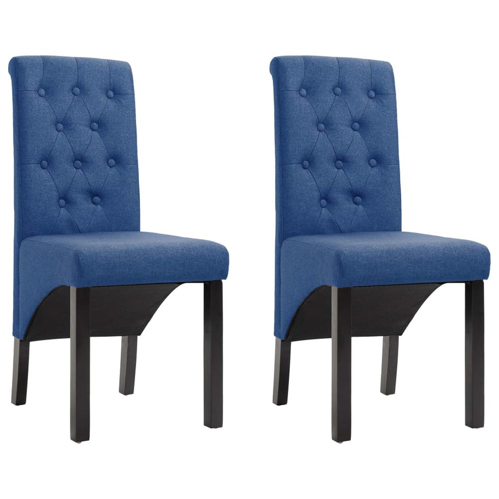 vidaXL Dining Chairs 2 pcs Blue Fabric, 249237. Picture 1