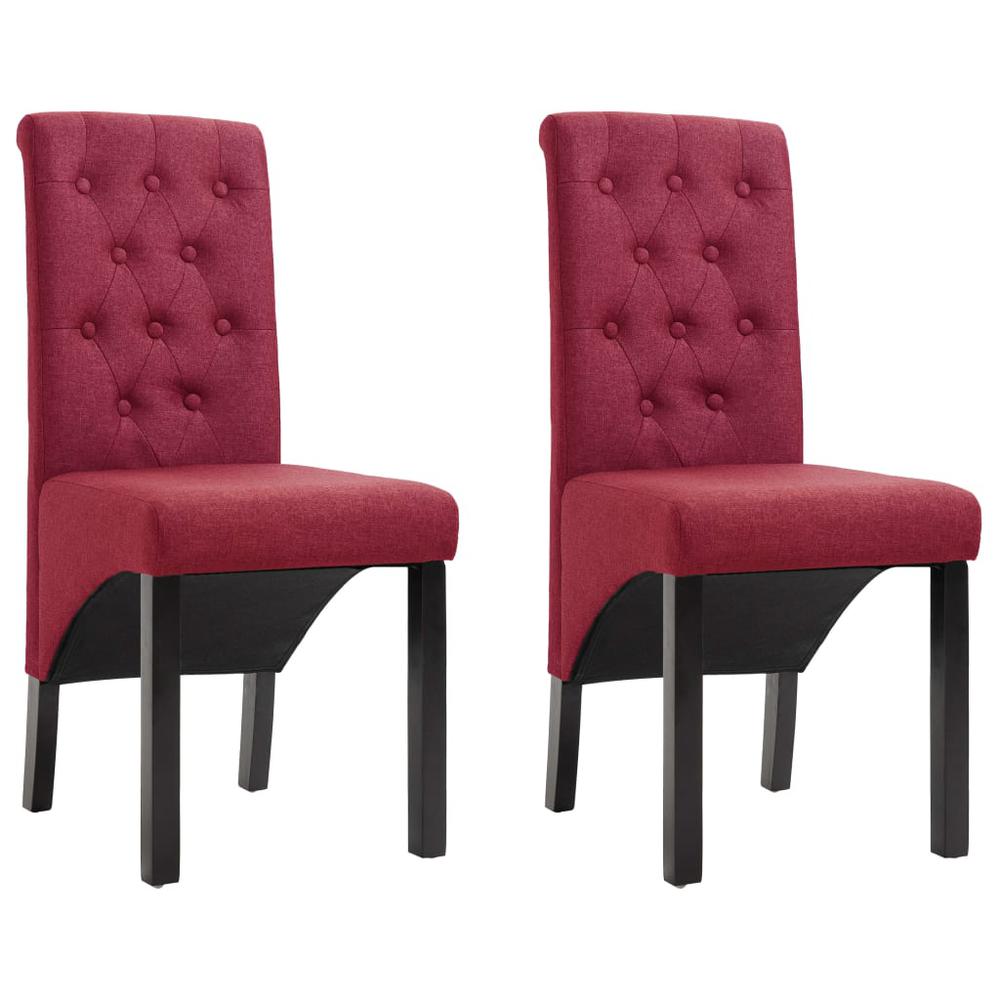 vidaXL Dining Chairs 2 pcs Wine Red Fabric, 249241. Picture 1