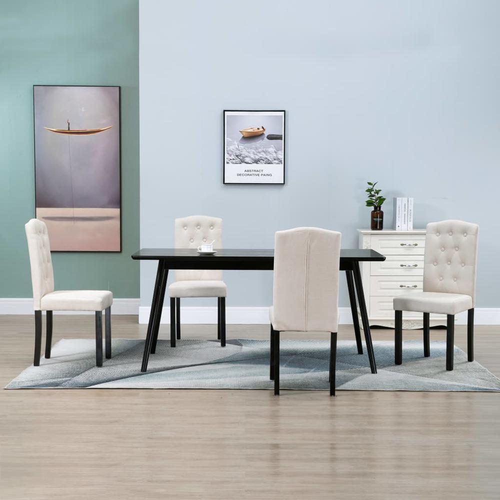 vidaXL Dining Chairs 4 pcs Cream Fabric, 249246. Picture 1