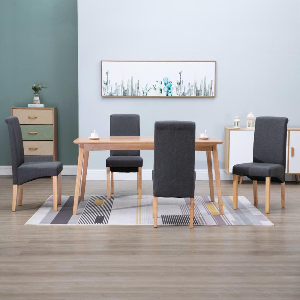 vidaXL Dining Chairs 4 pcs Gray Fabric, 249270. Picture 1