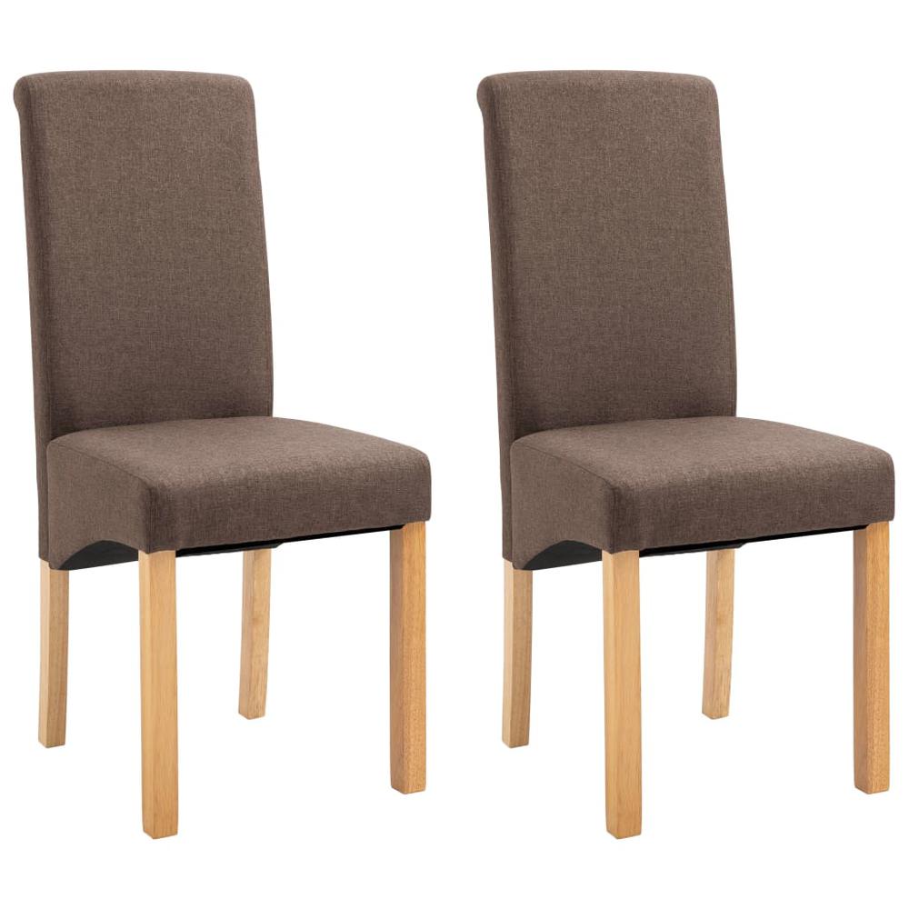 vidaXL Dining Chairs 2 pcs Brown Fabric, 249273. Picture 2