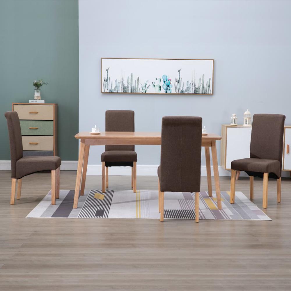 vidaXL Dining Chairs 4 pcs Brown Fabric, 249274. Picture 1