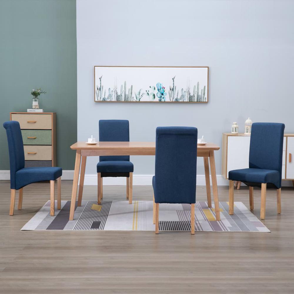 vidaXL Dining Chairs 4 pcs Blue Fabric, 249276. Picture 1