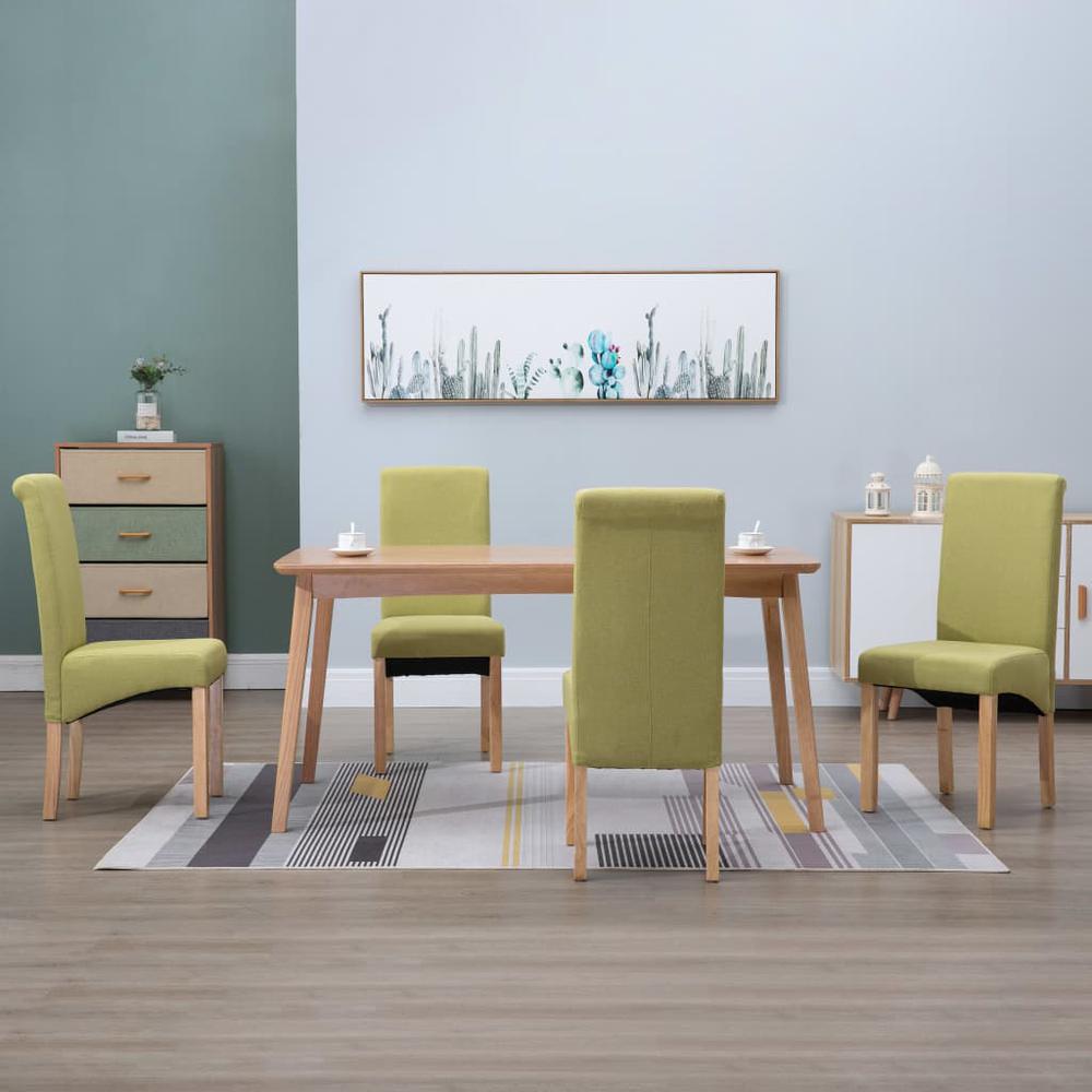 vidaXL Dining Chairs 4 pcs Green Fabric, 249278. Picture 1