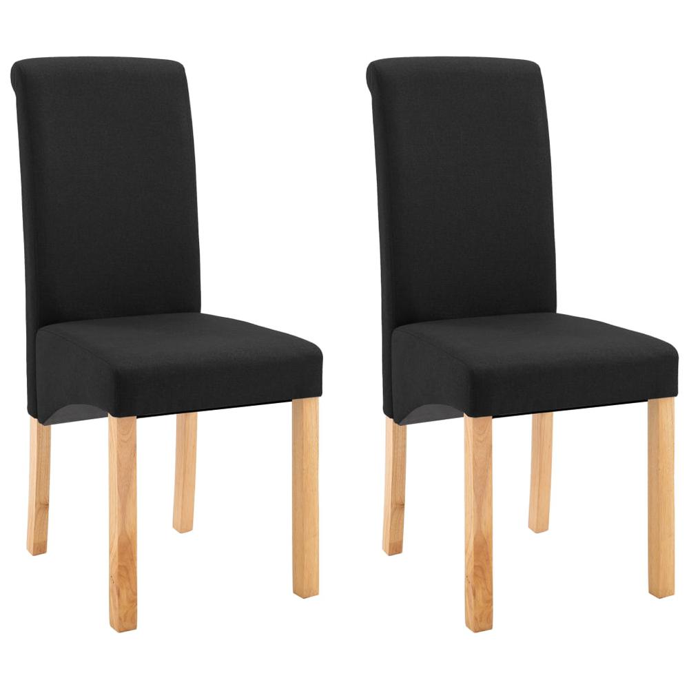 vidaXL Dining Chairs 2 pcs Black Fabric, 249279. Picture 2