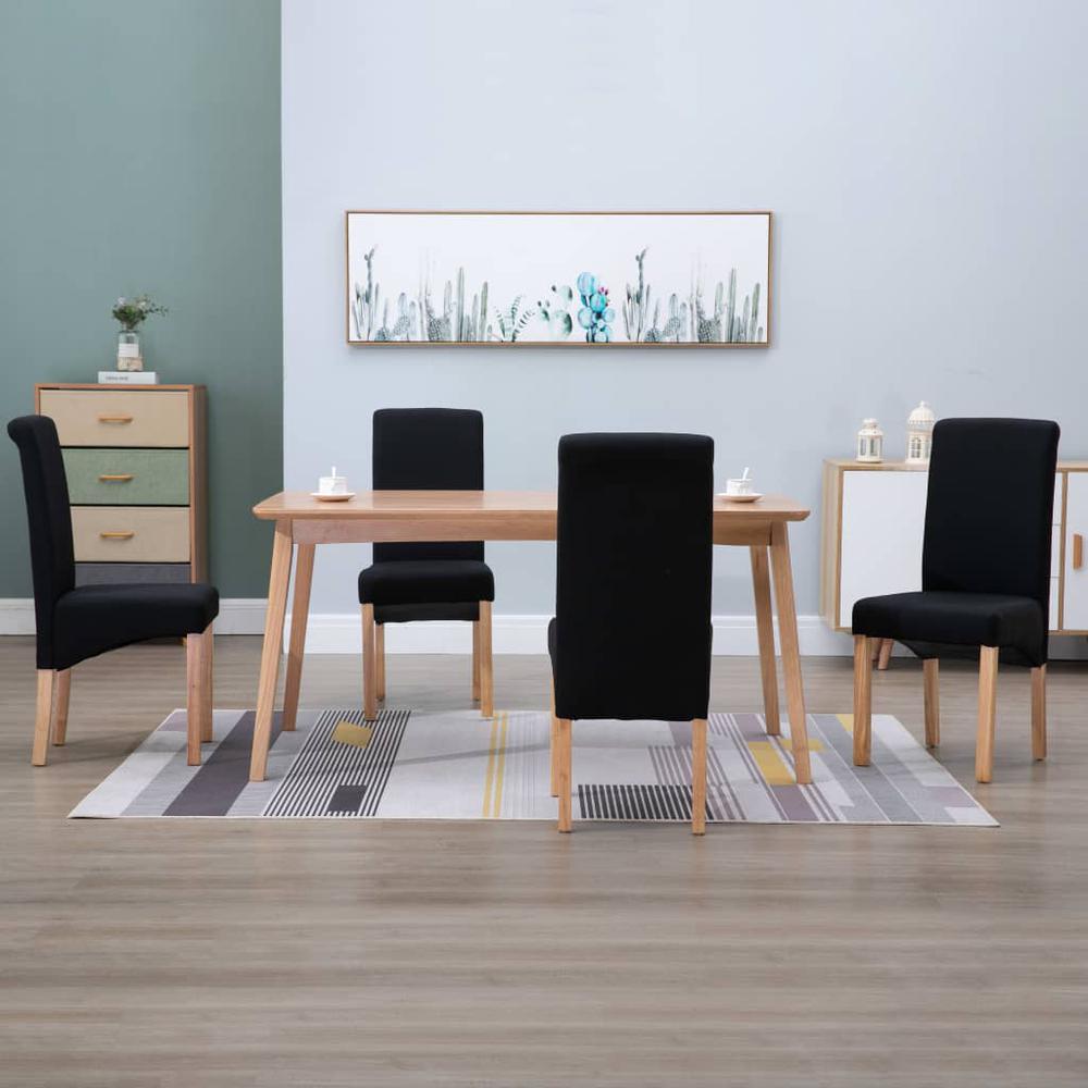 vidaXL Dining Chairs 4 pcs Black Fabric, 249280. Picture 1