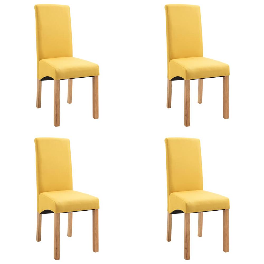 vidaXL Dining Chairs 4 pcs Yellow Fabric, 249282. Picture 2