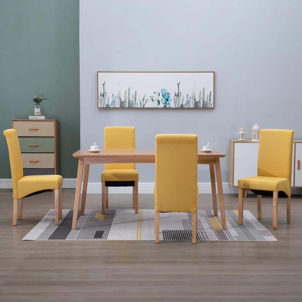 vidaXL Dining Chairs 4 pcs Yellow Fabric, 249282. Picture 1