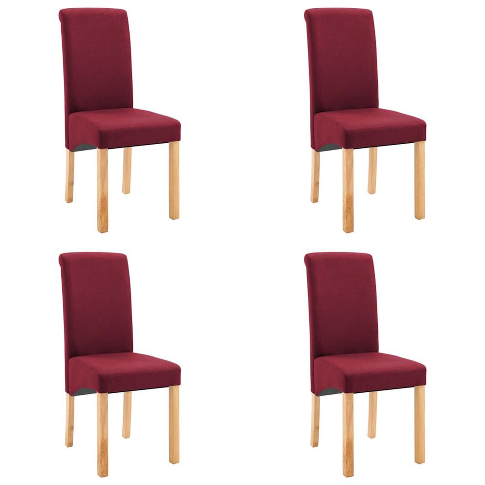 vidaXL Dining Chairs 4 pcs Red Fabric, 249284. Picture 2