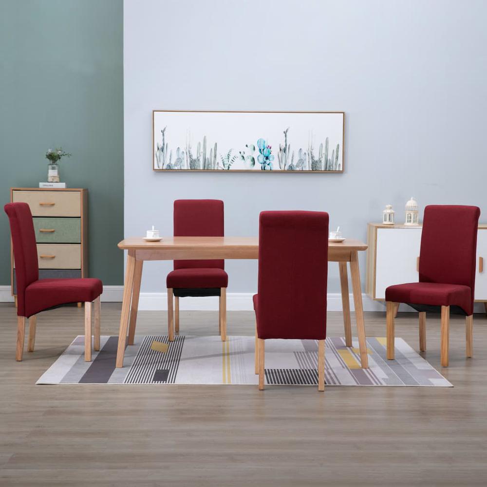 vidaXL Dining Chairs 4 pcs Red Fabric, 249284. Picture 1