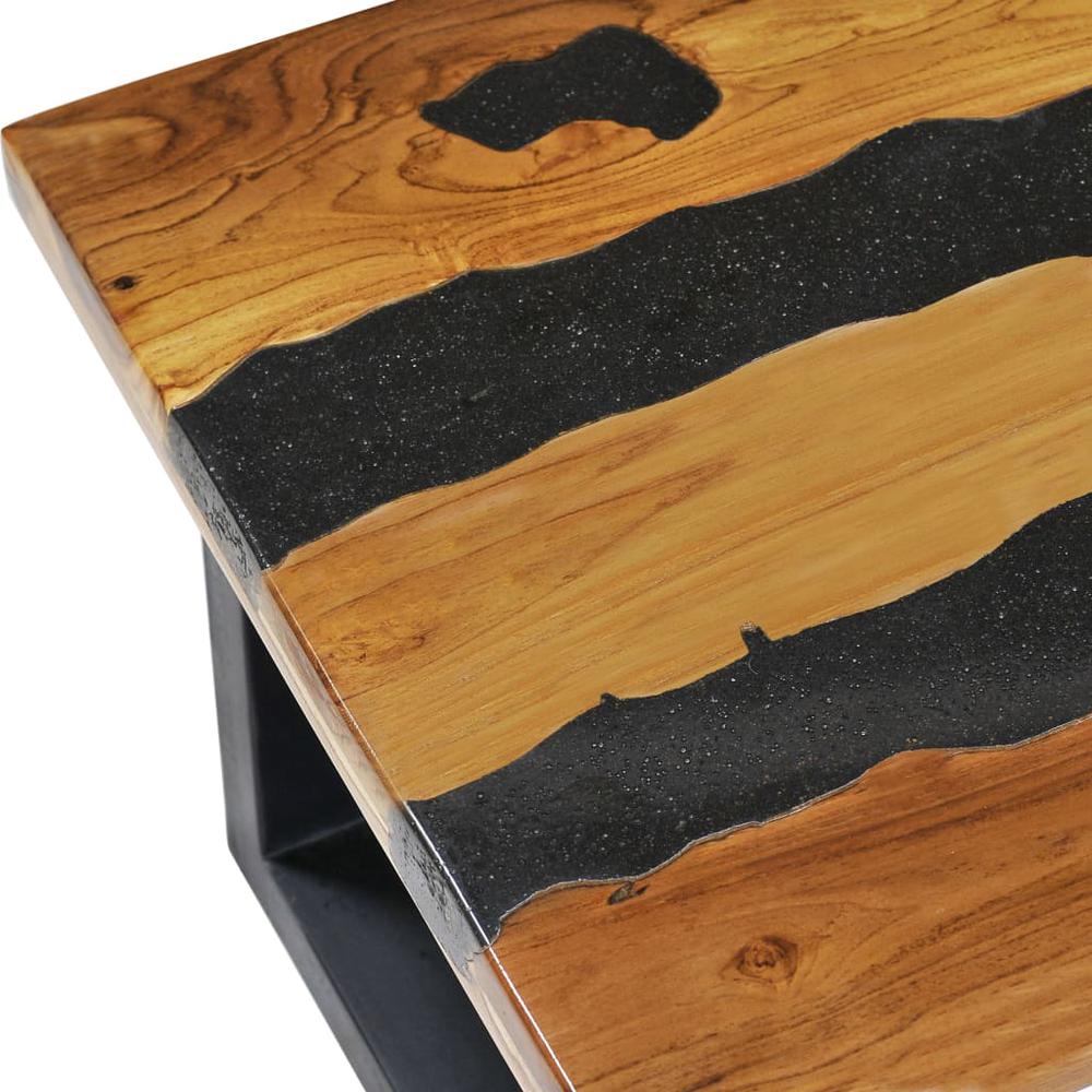 vidaXL Coffee Table 39.3"x19.6"x15.7" Solid Teak Wood and Lava Stone, 281645. Picture 7
