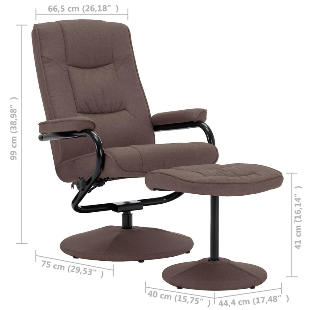 vidaXL Recliner Chair with Footrest Brown Fabric. Picture 9