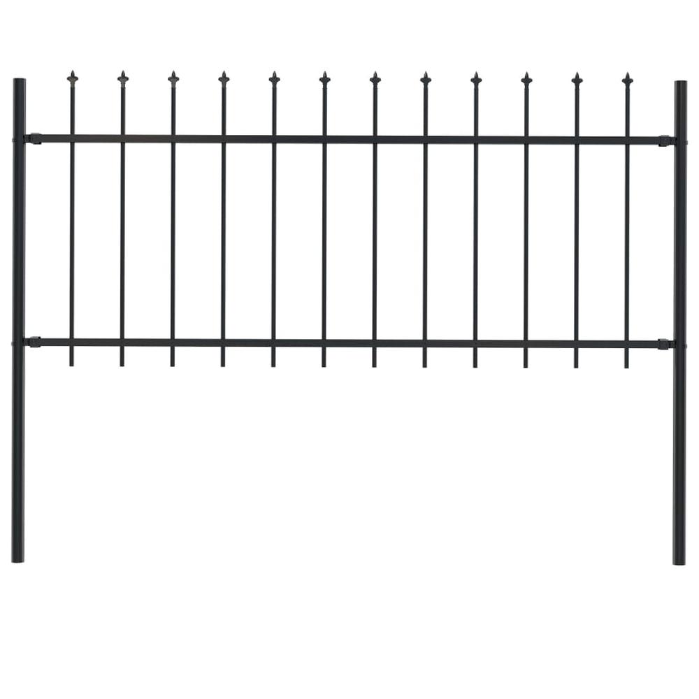 vidaXL Garden Fence with Spear Top Steel 66.9"x31.5" Black, 144924. The main picture.