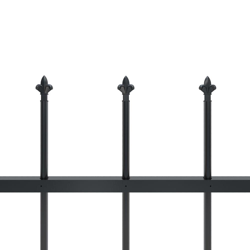 vidaXL Garden Fence with Spear Top Steel 66.9"x31.5" Black, 144924. Picture 4