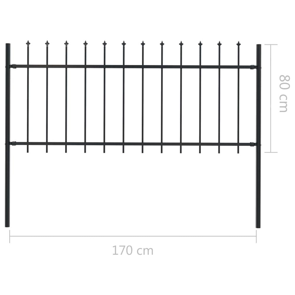vidaXL Garden Fence with Spear Top Steel 66.9"x31.5" Black, 144924. Picture 5