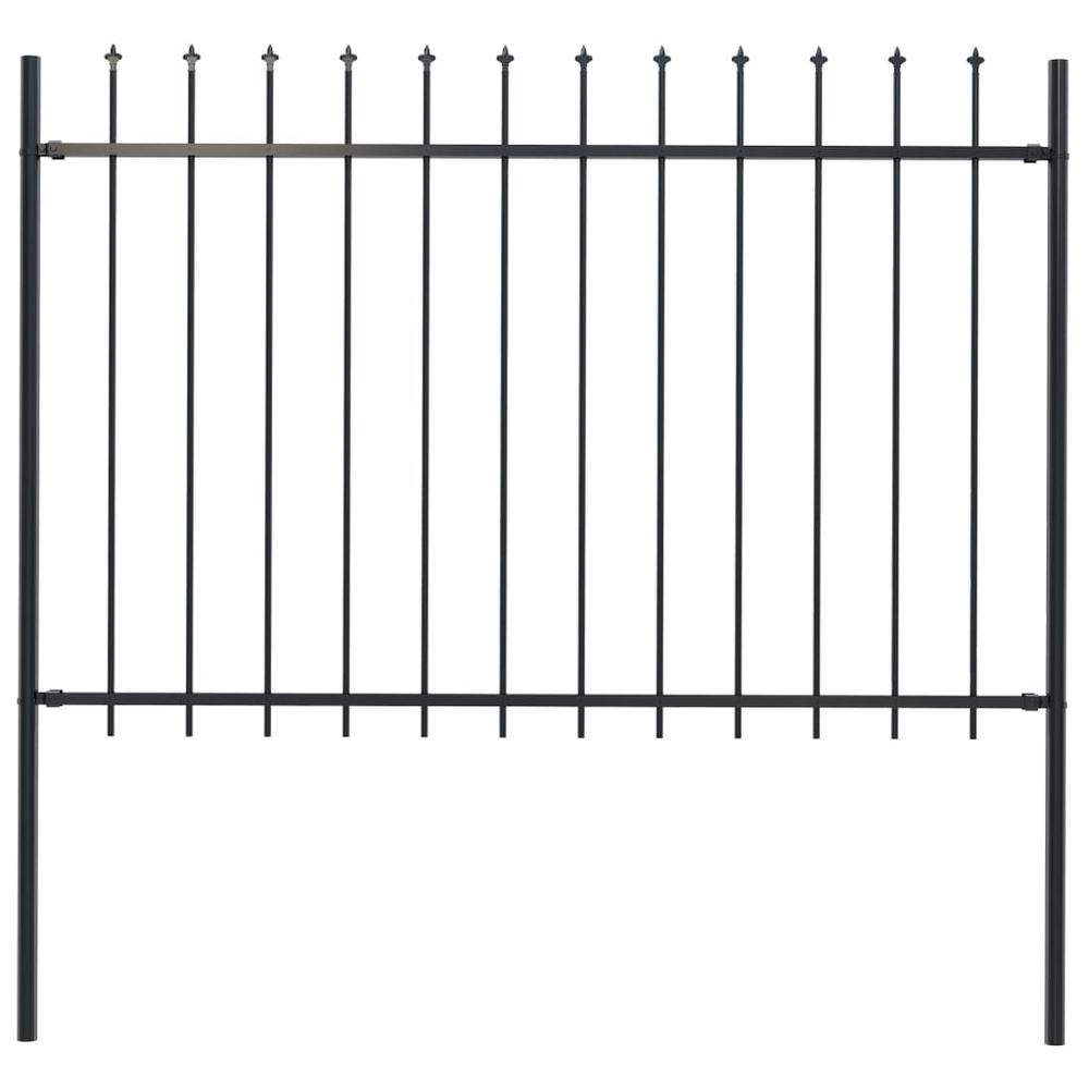 vidaXL Garden Fence with Spear Top Steel 66.9"x47.2" Black, 144926. Picture 1