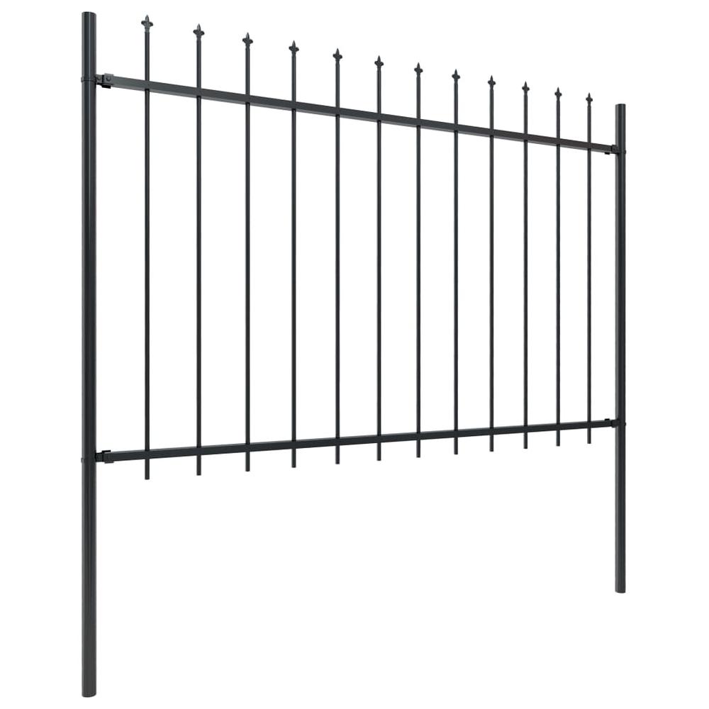 vidaXL Garden Fence with Spear Top Steel 66.9"x47.2" Black, 144926. Picture 2