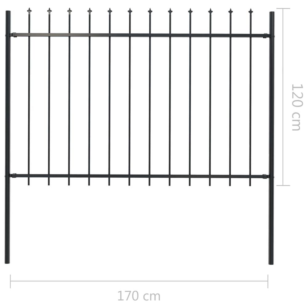 vidaXL Garden Fence with Spear Top Steel 66.9"x47.2" Black, 144926. Picture 5