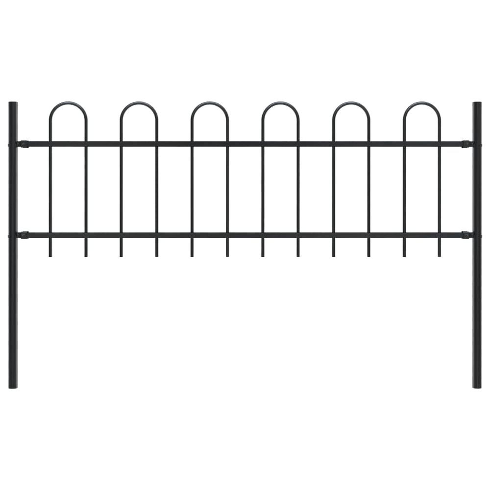 vidaXL Garden Fence with Spear Top Steel 5.5ft Black, 144928. Picture 1