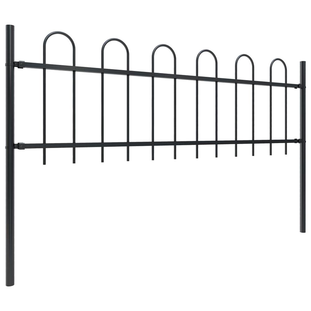 vidaXL Garden Fence with Spear Top Steel 5.5ft Black, 144928. Picture 2