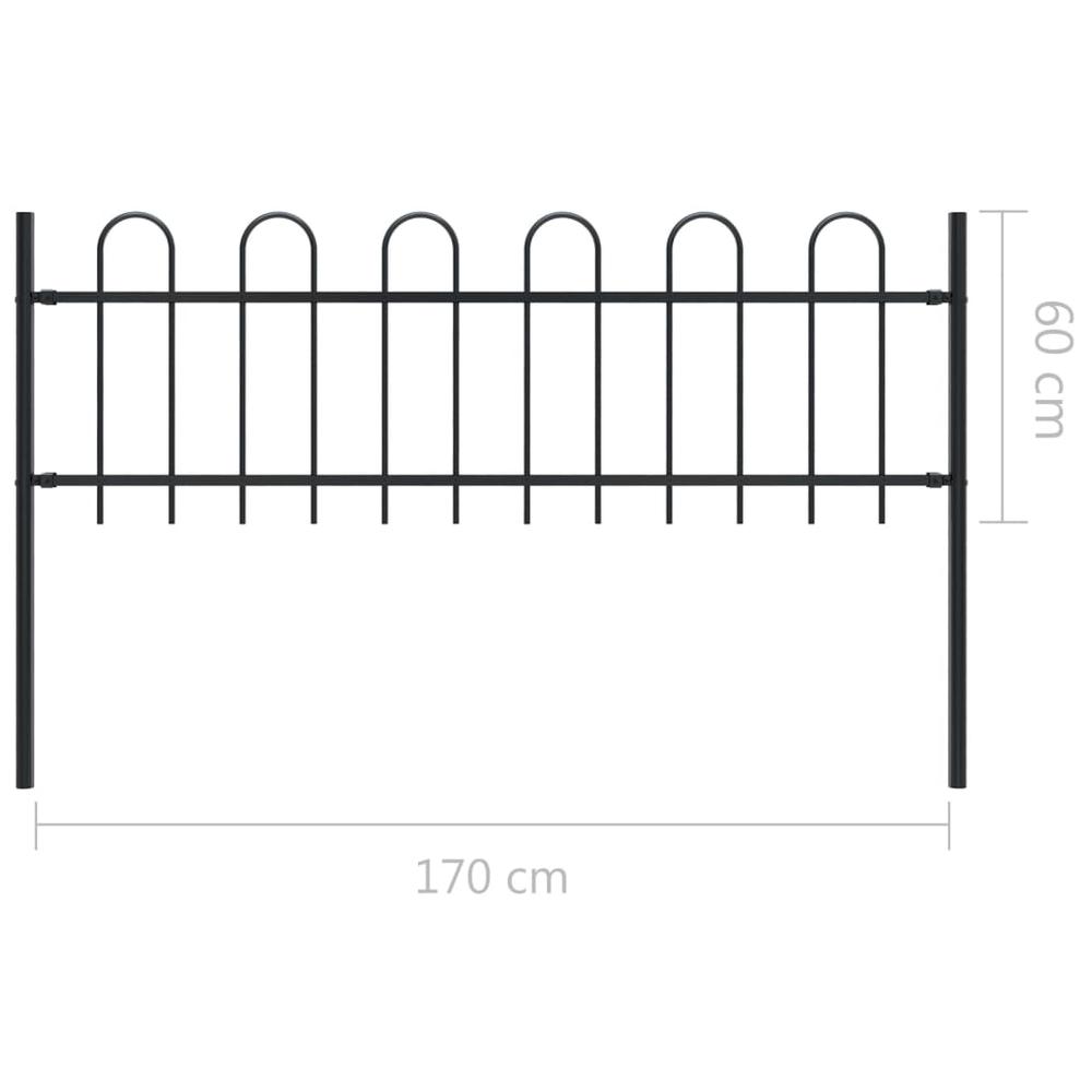 vidaXL Garden Fence with Spear Top Steel 5.5ft Black, 144928. Picture 5
