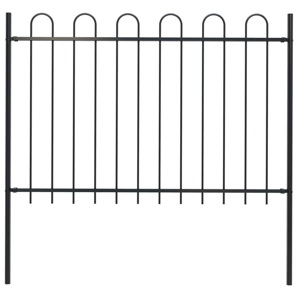 vidaXL Garden Fence with Spear Top Steel 5.5ft Black, 144931. The main picture.