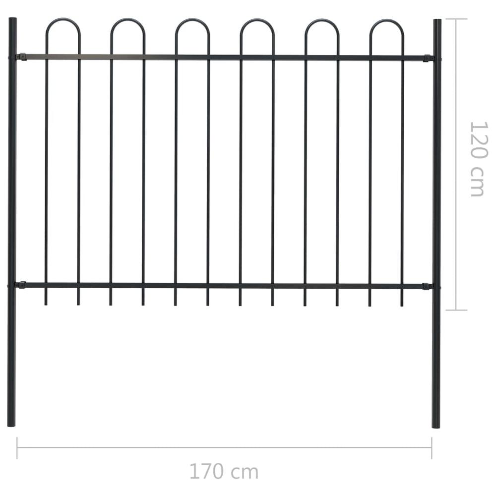 vidaXL Garden Fence with Spear Top Steel 5.5ft Black, 144931. Picture 5