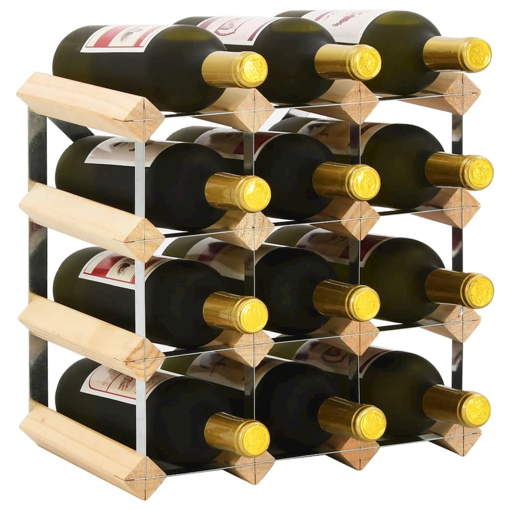 Wine Rack for 12 Bottles Solid Pinewood. Picture 1