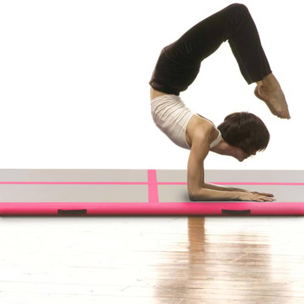 vidaXL Inflatable Gymnastics Mat with Pump 157.4"x39.3"x3.9"  PVC Pink, 91915. Picture 2