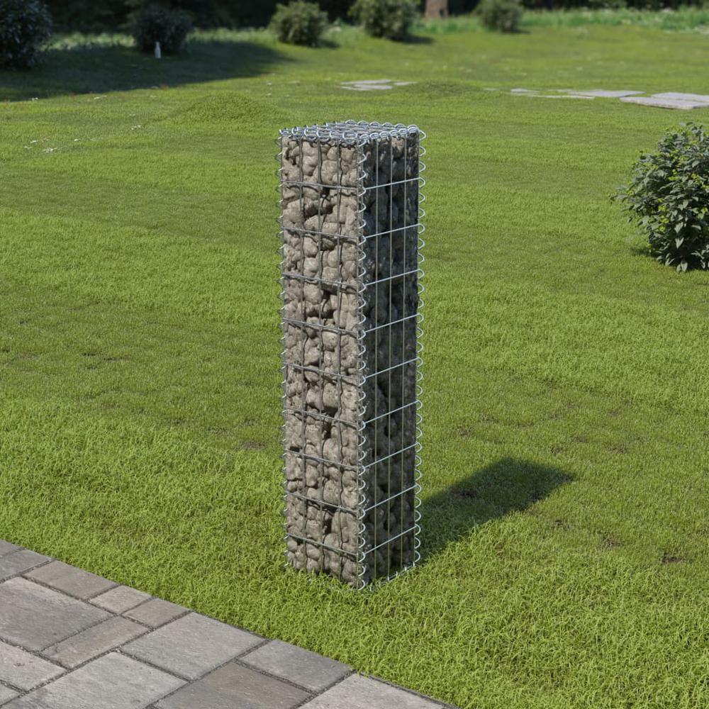 vidaXL Gabion Wall with Covers Galvanized Steel 7.87"x7.87"x39.4", 143575. Picture 1