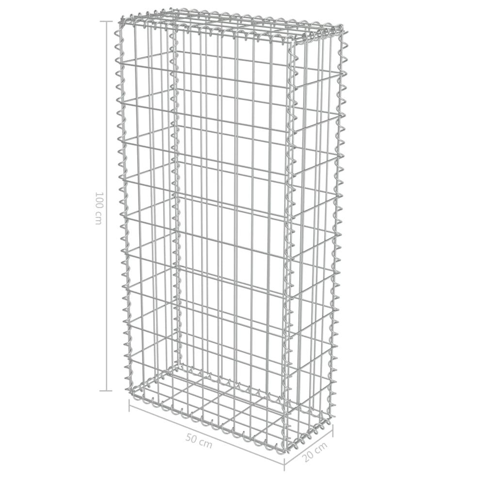vidaXL Gabion Wall with Covers Galvanized Steel 19.7"x7.78"x39.4", 143576. Picture 6