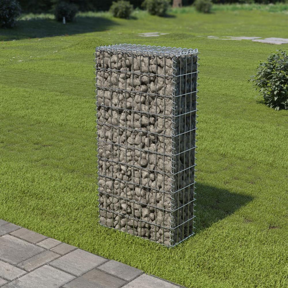 vidaXL Gabion Wall with Covers Galvanized Steel 19.7"x7.78"x39.4", 143576. Picture 1