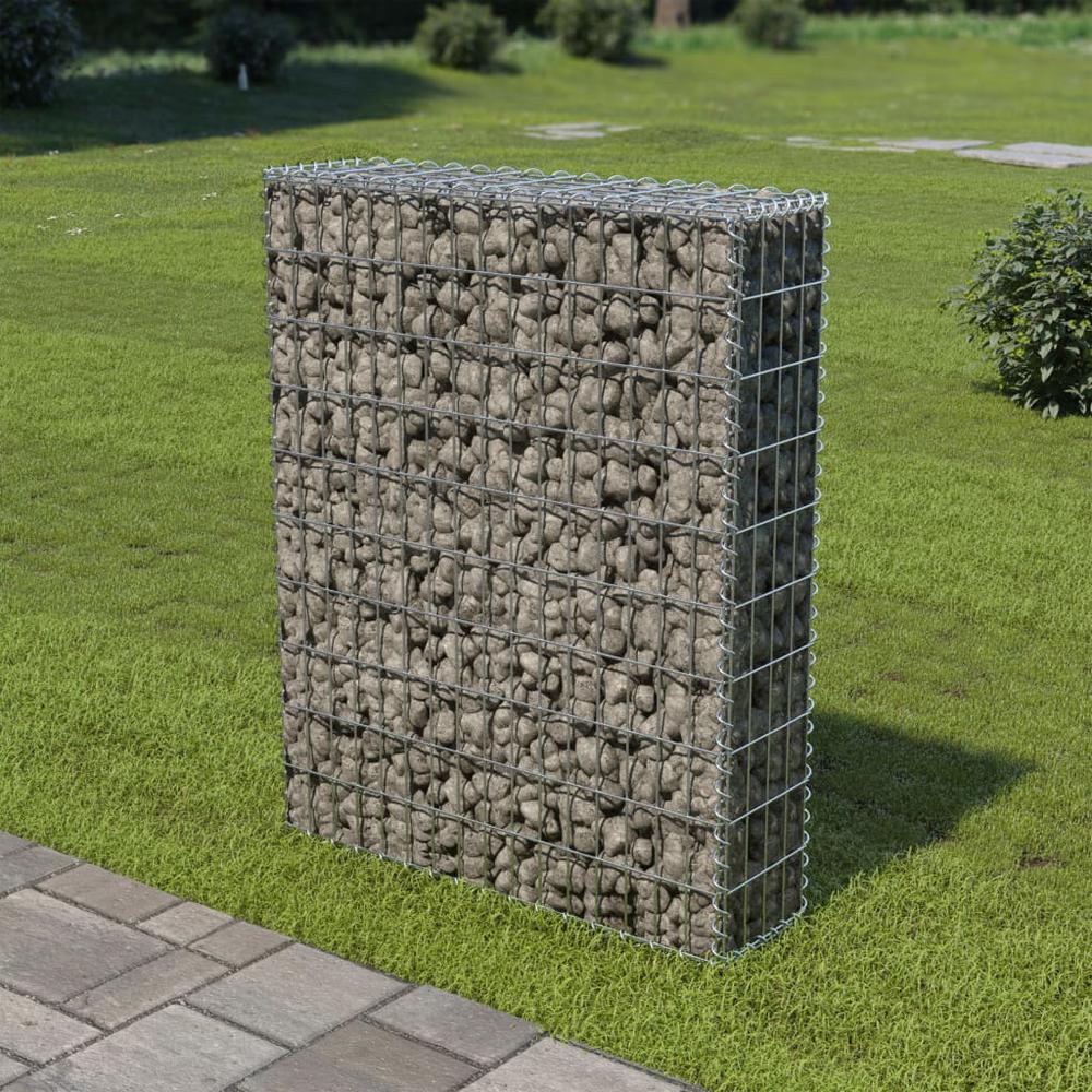 vidaXL Gabion Wall with Covers Galvanized Steel 31.5"x7.87"x39.4", 143577. The main picture.