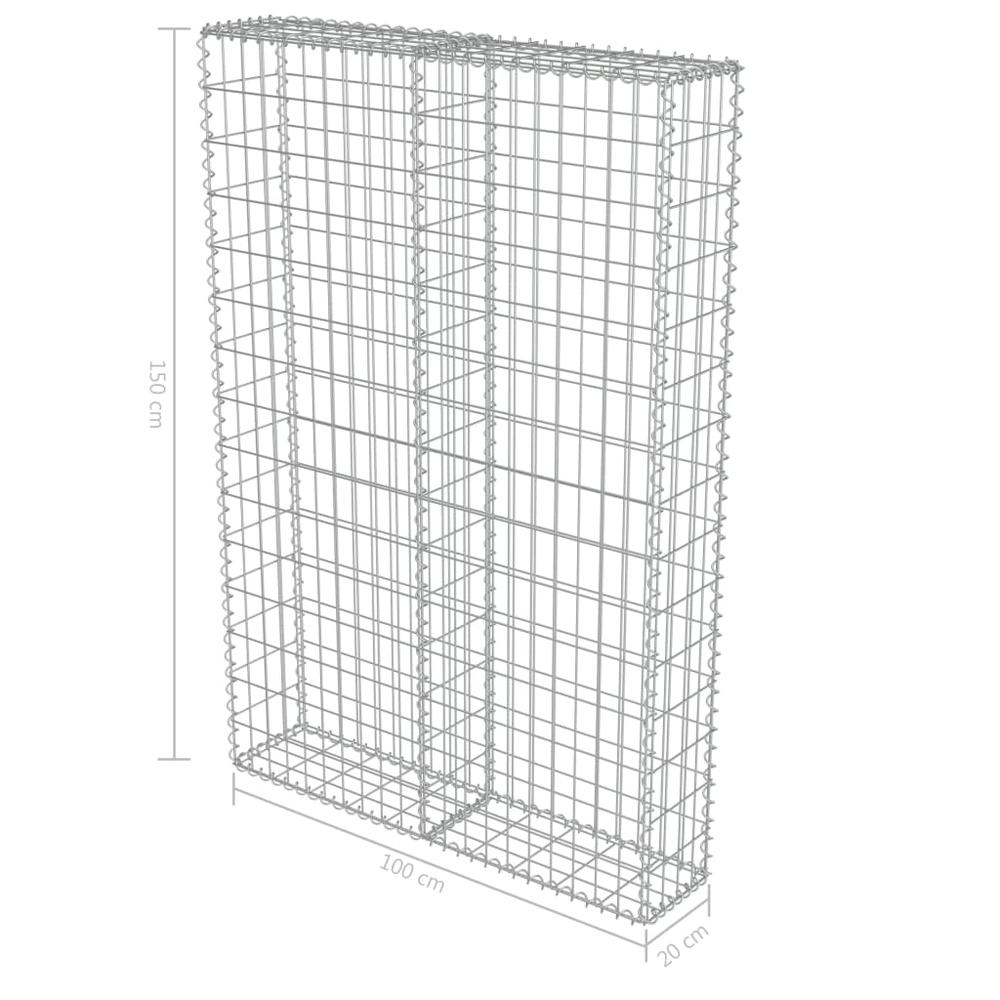 vidaXL Gabion Wall with Covers Galvanized Steel 39.4"x7.87"x59", 143579. Picture 6