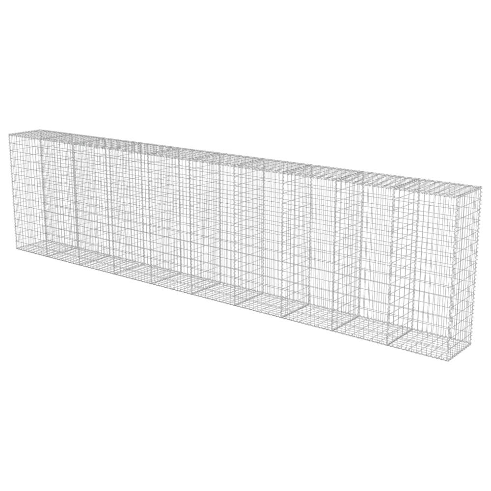 vidaXL Gabion Wall with Covers Galvanized Steel 236"x19.7"x59", 143582. Picture 2