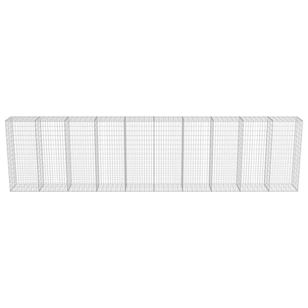vidaXL Gabion Wall with Covers Galvanized Steel 236"x19.7"x59", 143582. Picture 4