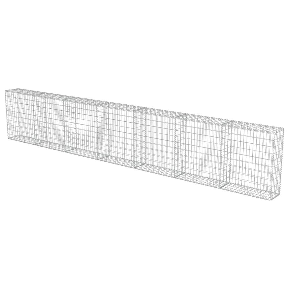 vidaXL Gabion Wall with Covers Galvanized Steel 236"x11.8"x39.4", 143584. Picture 2