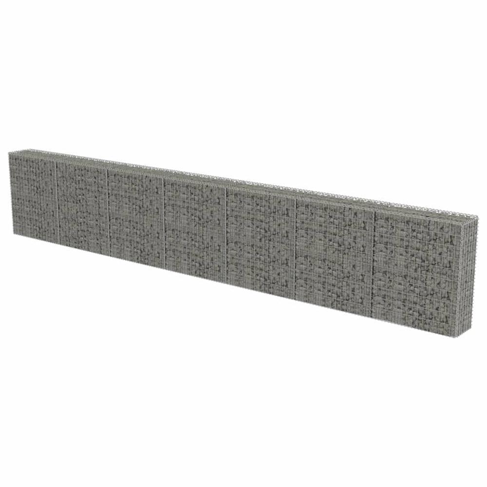 vidaXL Gabion Wall with Covers Galvanized Steel 236"x11.8"x39.4", 143584. Picture 3