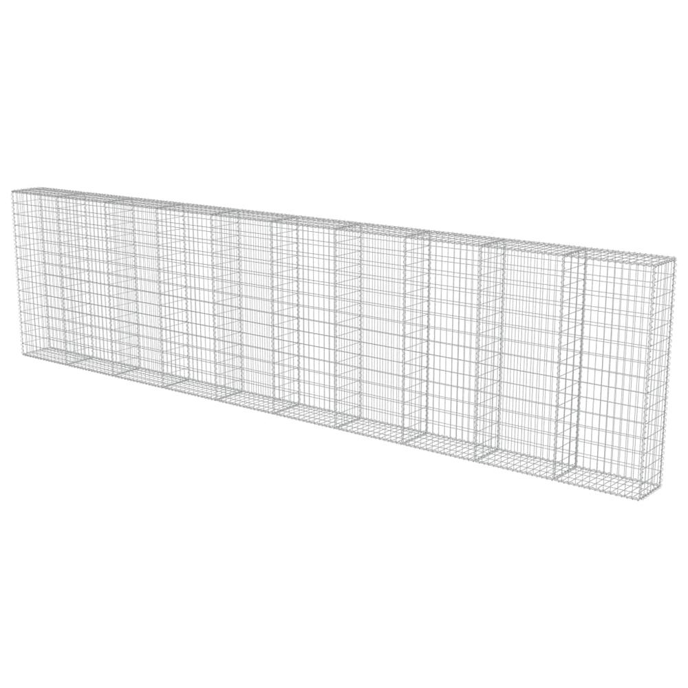 vidaXL Gabion Wall with Covers Galvanized Steel 236"x11.8"x59", 143585. Picture 2