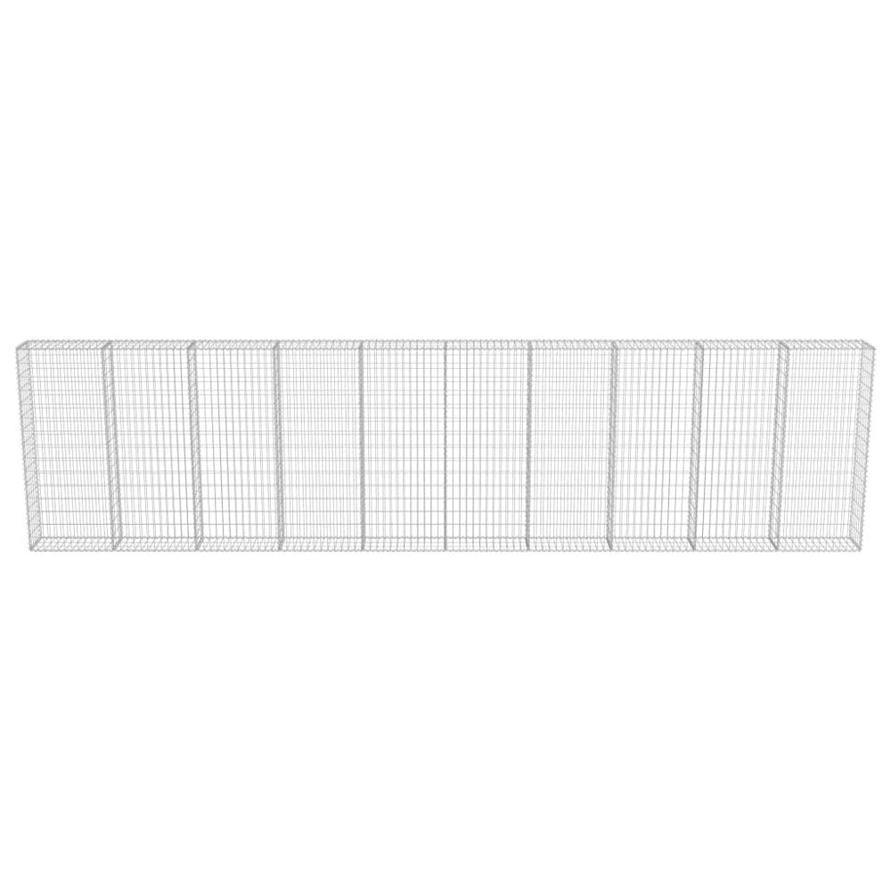 vidaXL Gabion Wall with Covers Galvanized Steel 236"x11.8"x59", 143585. Picture 4