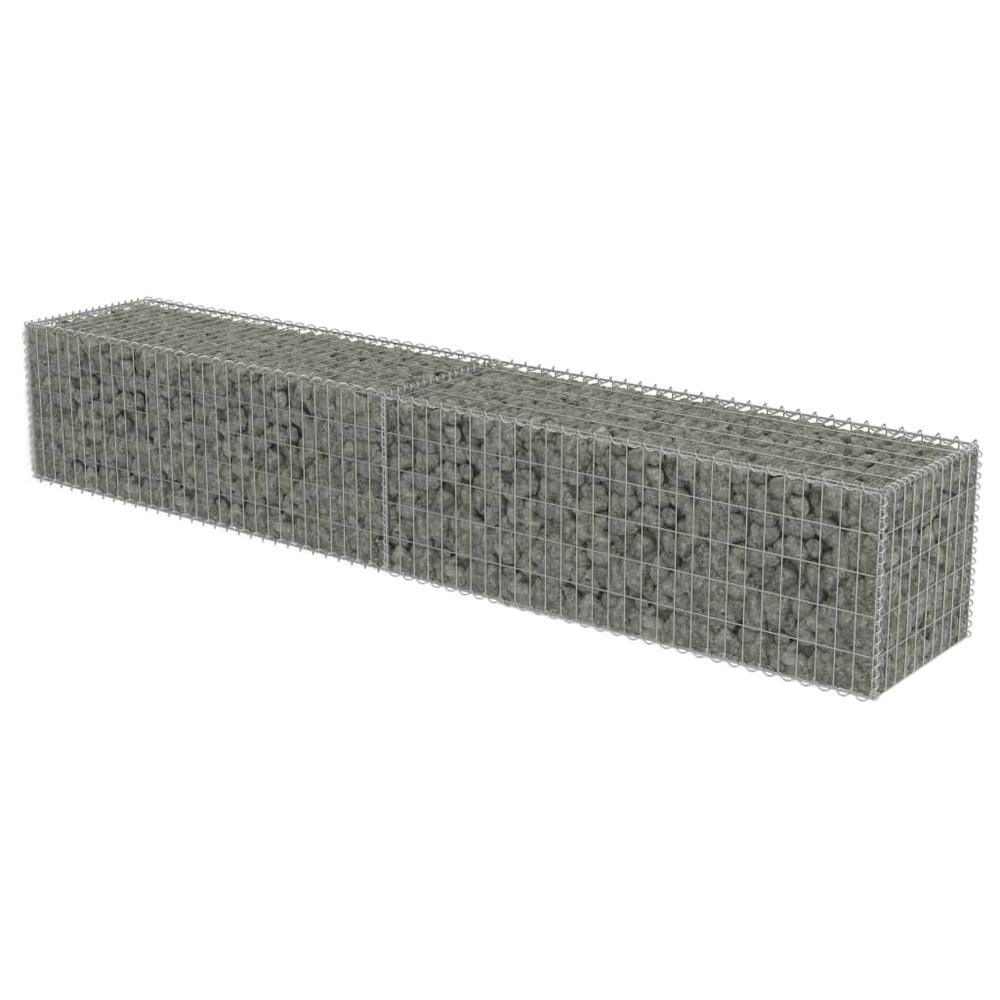 vidaXL Gabion Wall with Covers Galvanized Steel 118"x19.7"x19.7", 143591. Picture 3