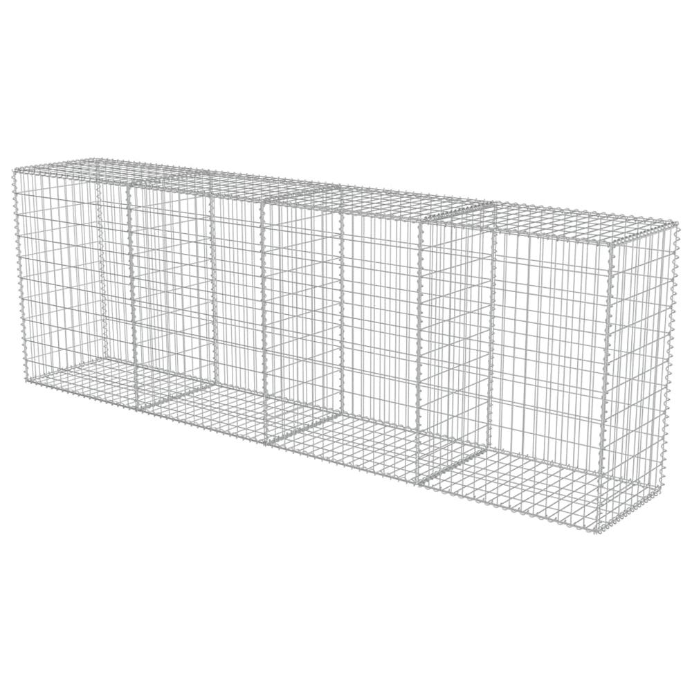 vidaXL Gabion Wall with Covers Galvanized Steel 118"x19.7"x39.4", 143592. Picture 2