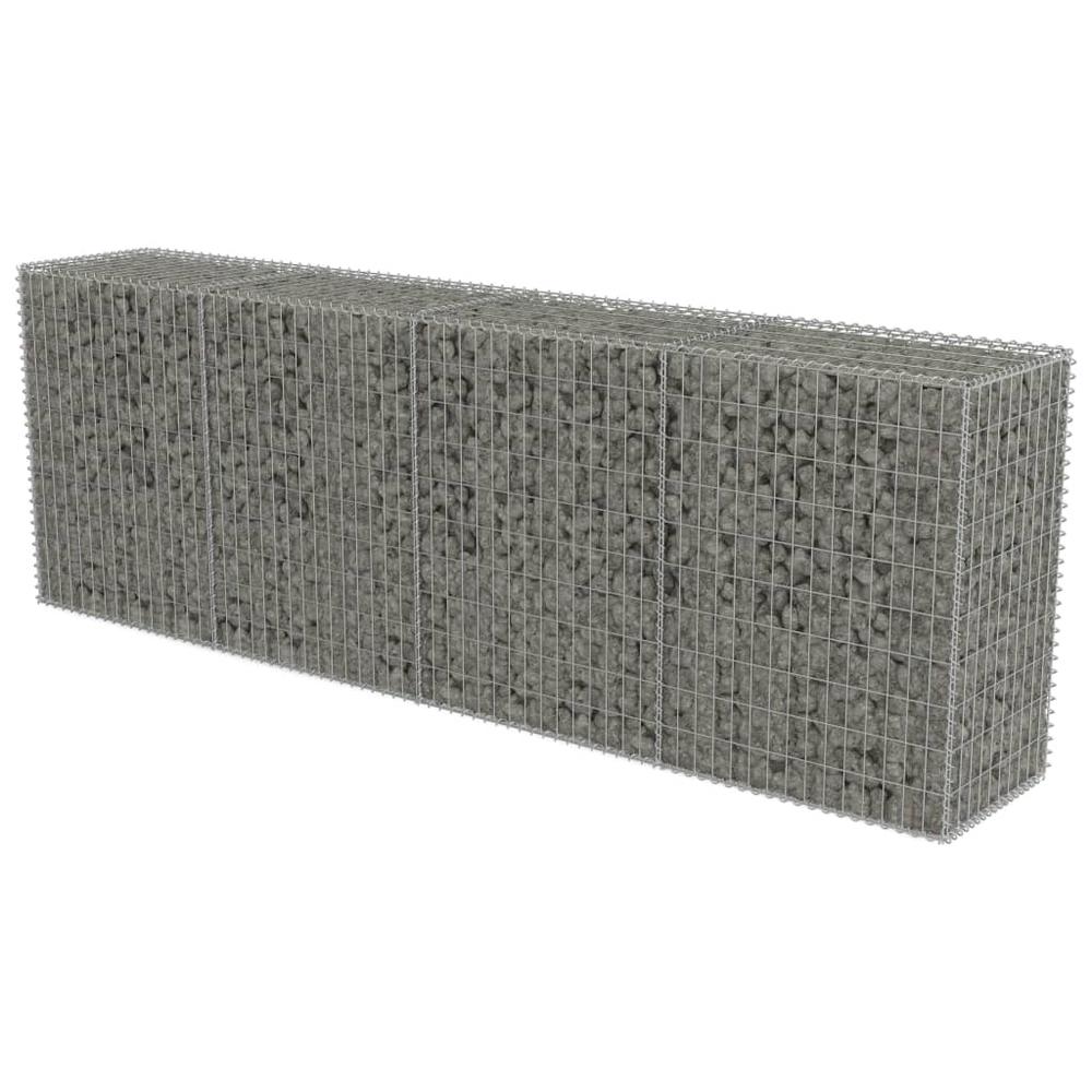 vidaXL Gabion Wall with Covers Galvanized Steel 118"x19.7"x39.4", 143592. Picture 3