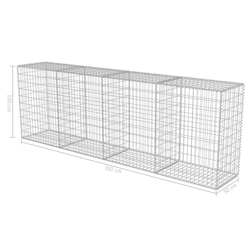vidaXL Gabion Wall with Covers Galvanized Steel 118"x19.7"x39.4", 143592. Picture 5