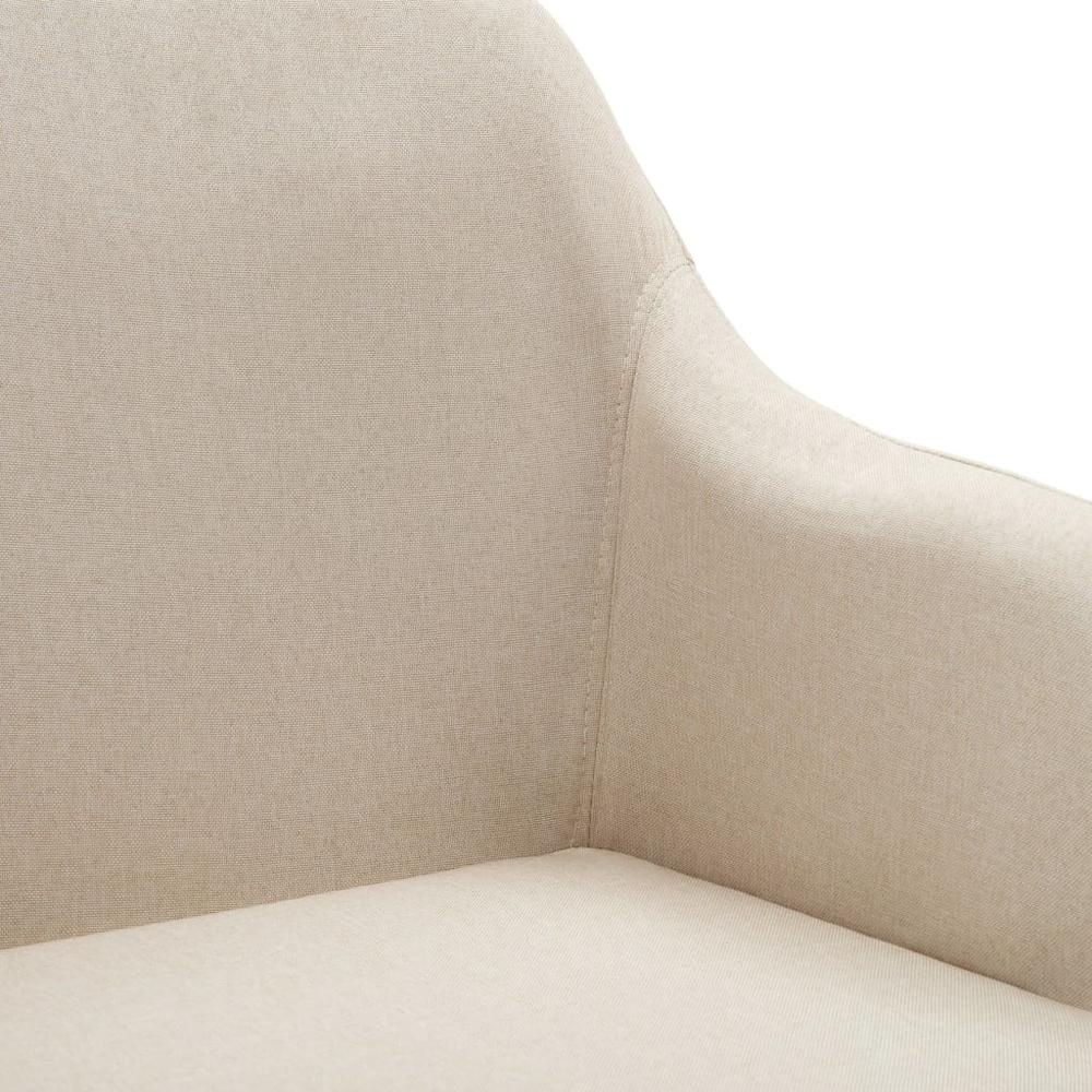 Swivel Dining Chair Cream Fabric. Picture 5