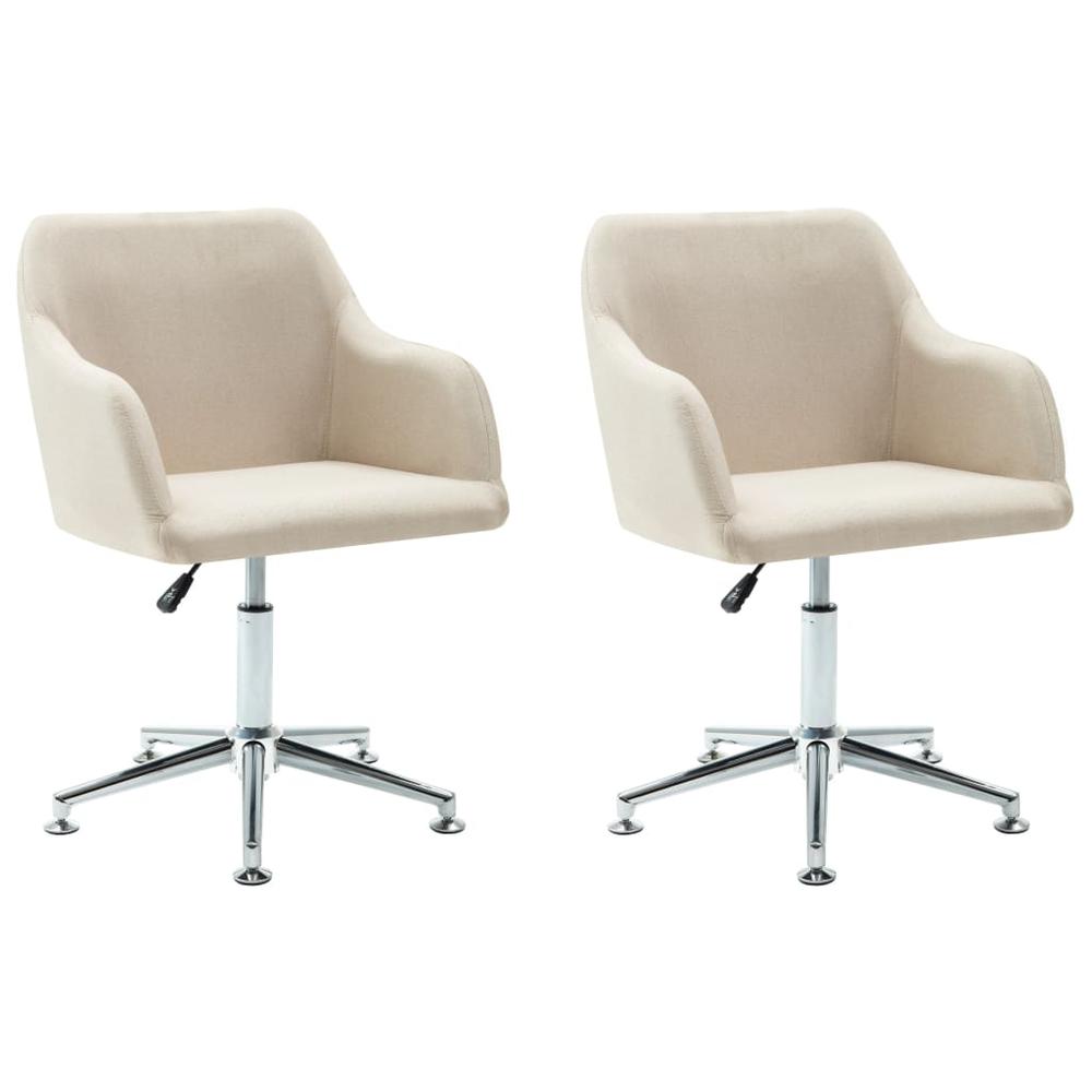 Swivel Dining Chairs 2 pcs Cream Fabric. Picture 1